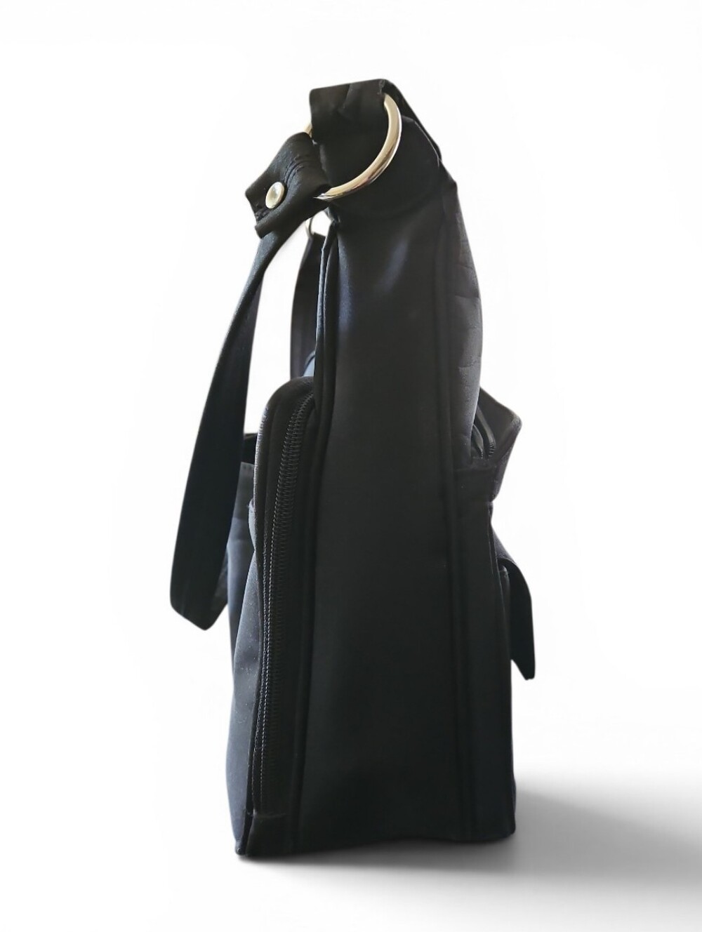 NY Collection Black Shoulder Bag with Silver Hardware - Picture 5 of 12